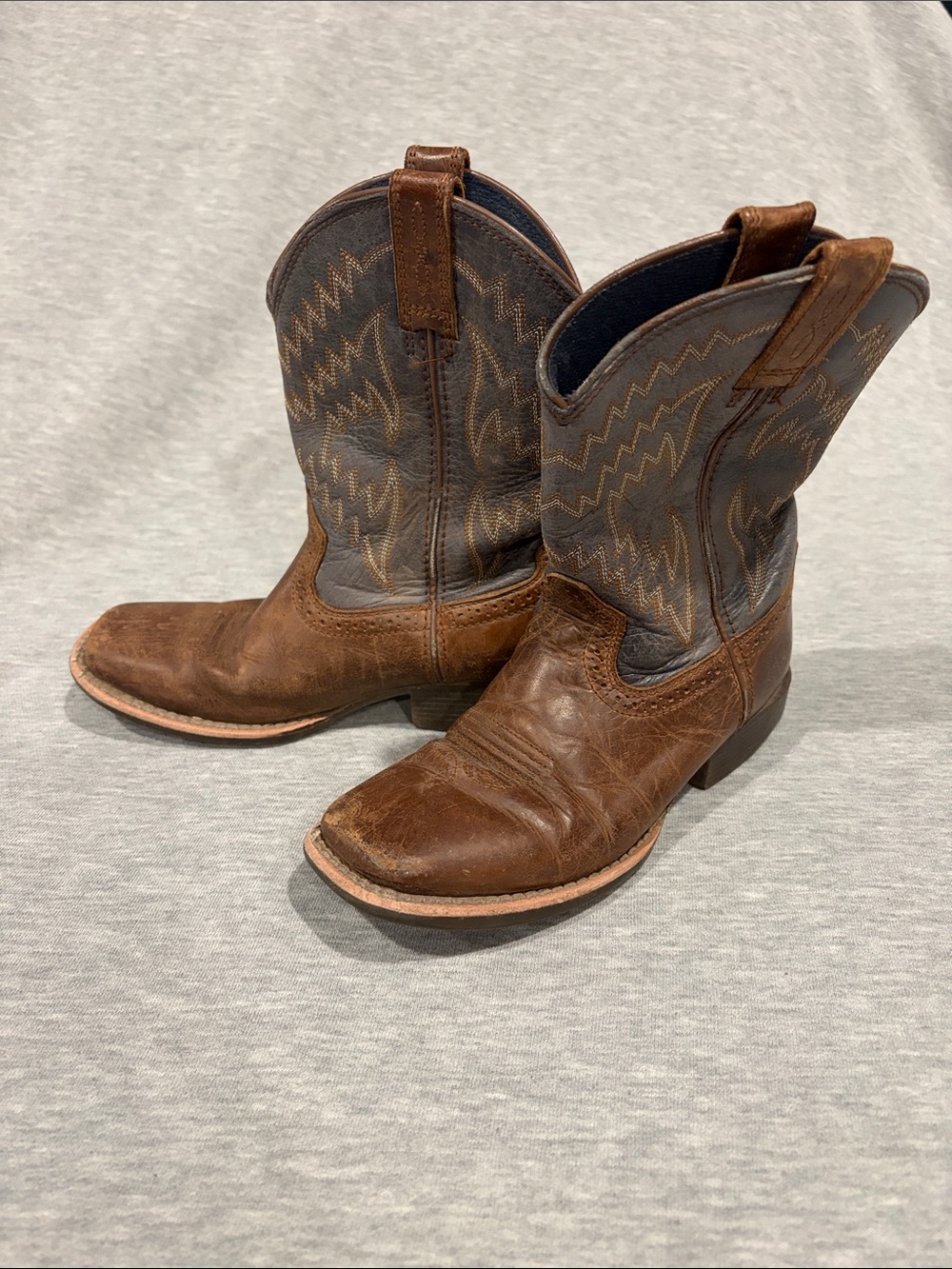 Ariat Brown and Dark Gray Kids' Western Pull-On Boots